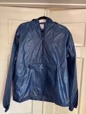 Lacoste Men's Navy Blue Hooded Windbreaker Pullover Medium